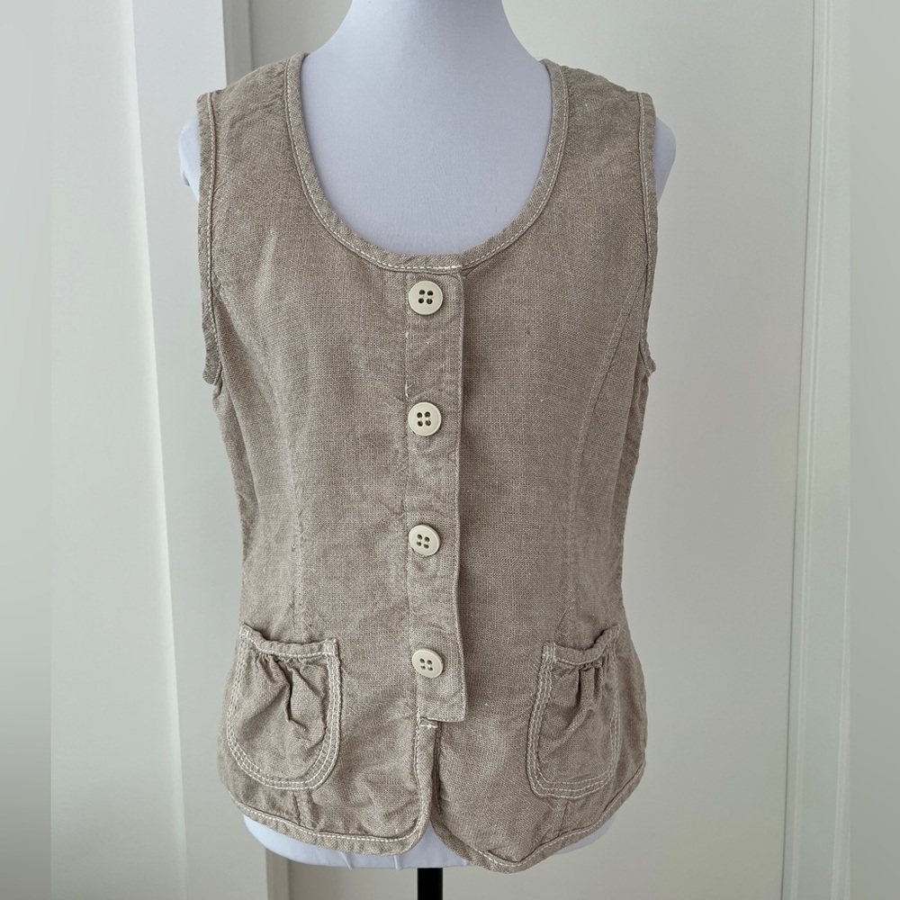PART TWO Scoop Neck Button Front Vest Neutral Coastal Grandma Western Summer